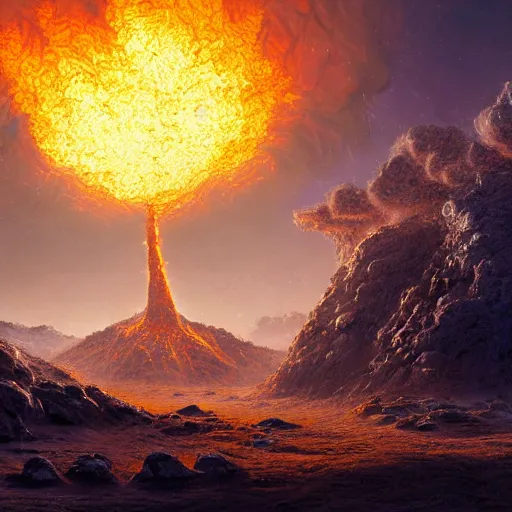 Prompt: Digital art of a meteorite containing an insect hive burning up in the atmosphere, Wayne Barlowe, Mike Winkelmann, Jessica Rossier 4k prehistoric geology