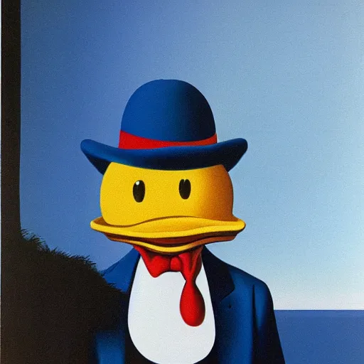 Image similar to donald duck painted by magritte