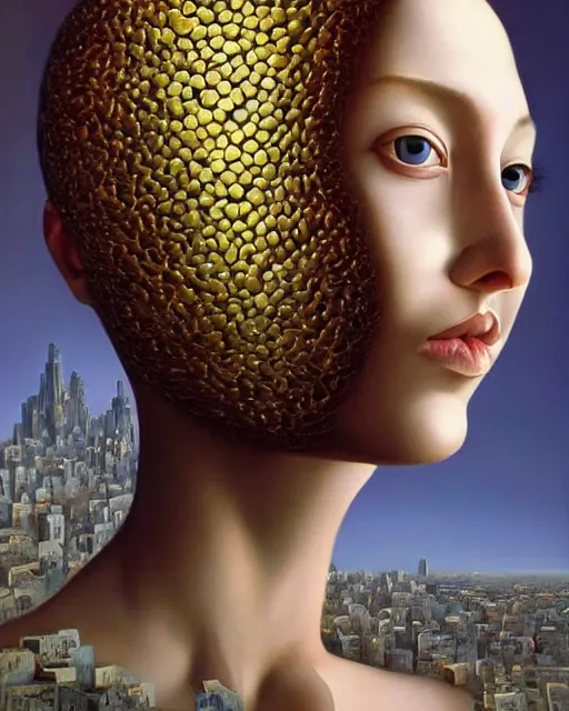 Image similar to cherub themed surrealist portrait art in the styles of igor morski, jim warren, and aida muluneh, intricate, hyperrealistic, accurate facial details, profile picture with chromakey!!!!! background, volumetric lighting