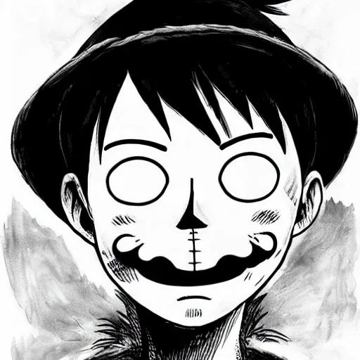 Image similar to [ luffy mustache ] ( by kim jung gi ) ( by george morikawa ) ( by kentaro miura ) ( by eiichiro oda )