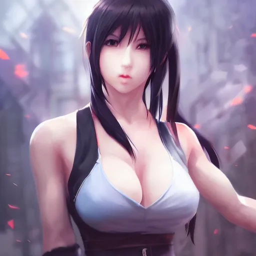 Image similar to high quality art of tifa lockhart by wlop, rossdraws, mingchen shen, bangkuart, sakimichan, yan gisuka, jeongseok lee, artstation, 4k