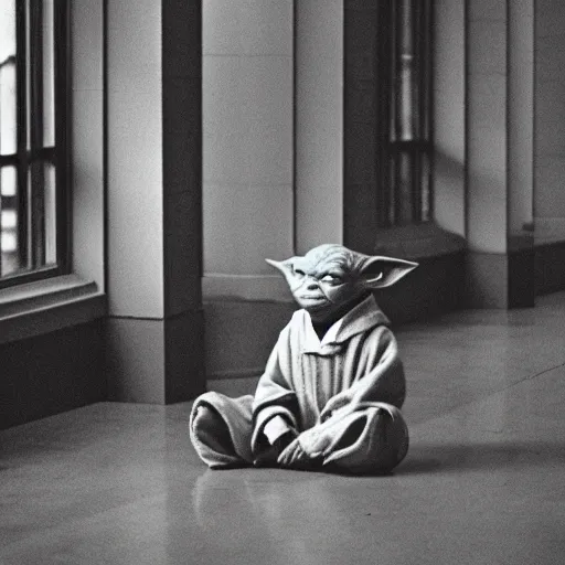 depressed Yoda sitting,movie still, cinestill, Stable Diffusion OpenArt