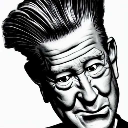 Image similar to caricature of david lynch, style of archille superbi