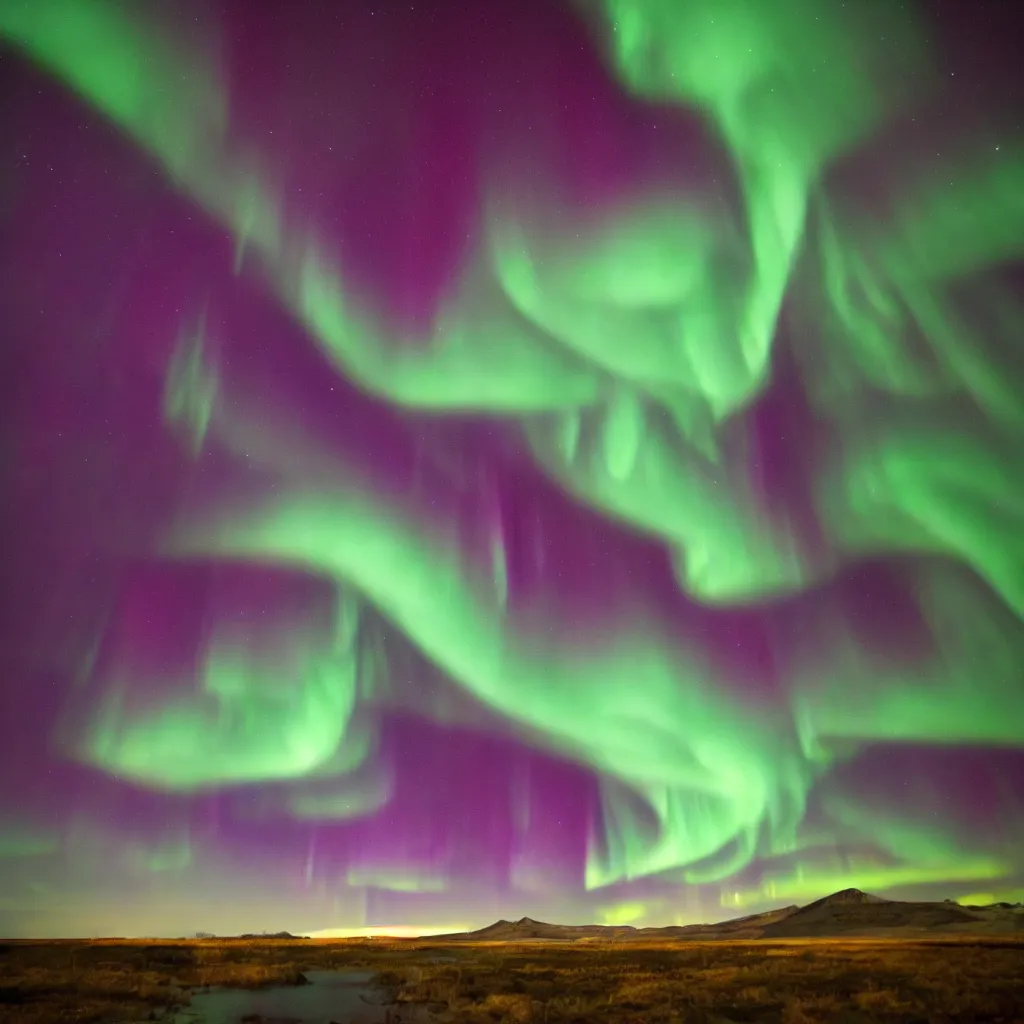 Prompt: Aurora borealis, localized entirely within your kitchen