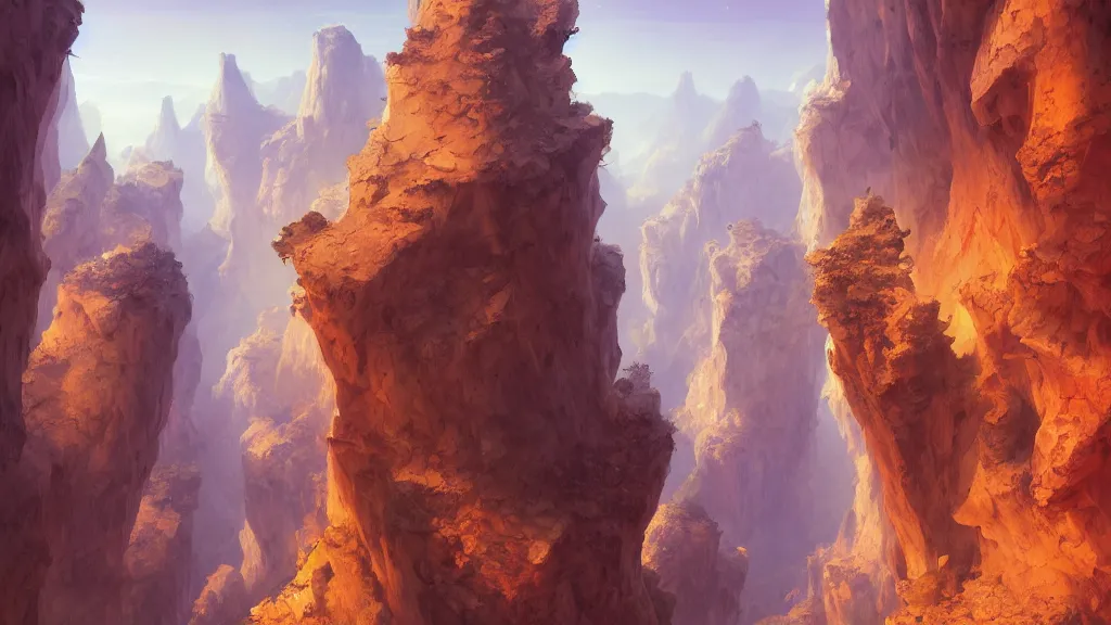 Prompt: an ancient arid prehistoric canyon, by sylvain sarrailh, rossdraws, ambient light, ultra detailed, fantasy artwork, 8 k, volumetric lighting, trending on artstation, award winning, beautiful scenery, very very very very very very very beautiful.