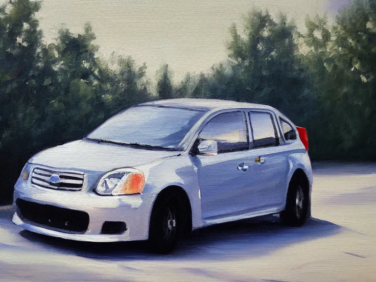 Prompt: car on white background, Oil Painting