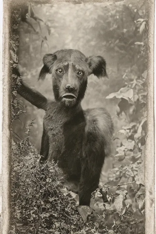 Prompt: daguerreotype of a terrifying beast from the jungle