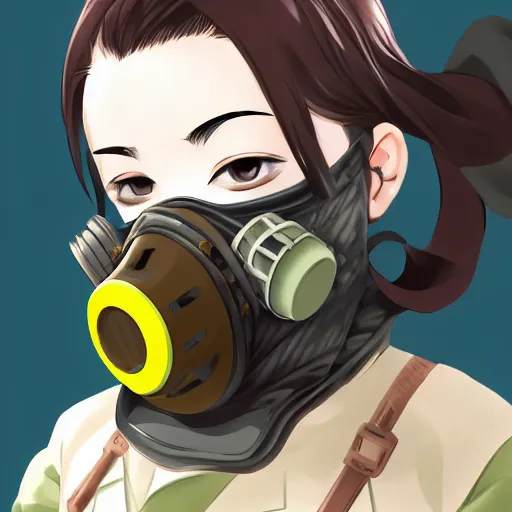 Image similar to portrait of a gas mask soldier, anime fantasy illustration by tomoyuki yamasaki, kyoto studio, madhouse, ufotable, comixwave films, trending on artstation
