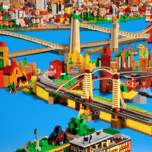 Image similar to city made out of lego, very high quality, photorealistic, 4k