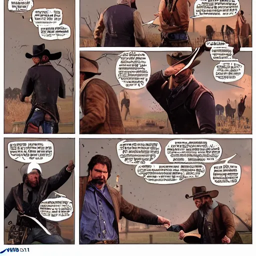 Arthur Morgan punching Micah Bell, Red Dead Redemption, Stable Diffusion