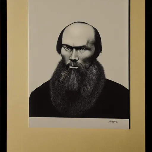 Image similar to black and white photo of old portrait of dostoyevsky by david bailey created at modern world in 4 k ultra high resolution and with medium shot