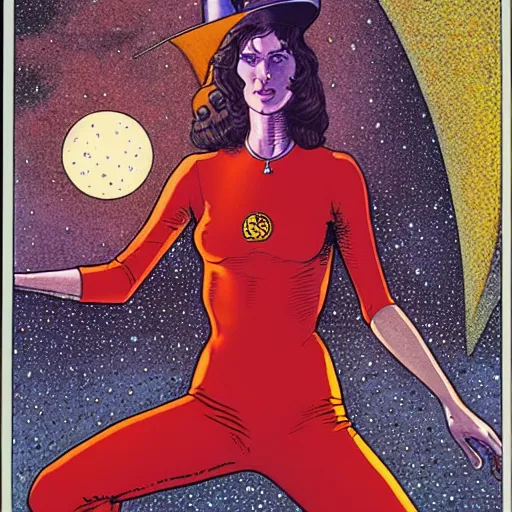 Prompt: alexandra daddario retro minimalist portrait moebius starwatcher comic by jean giraud, 8 k