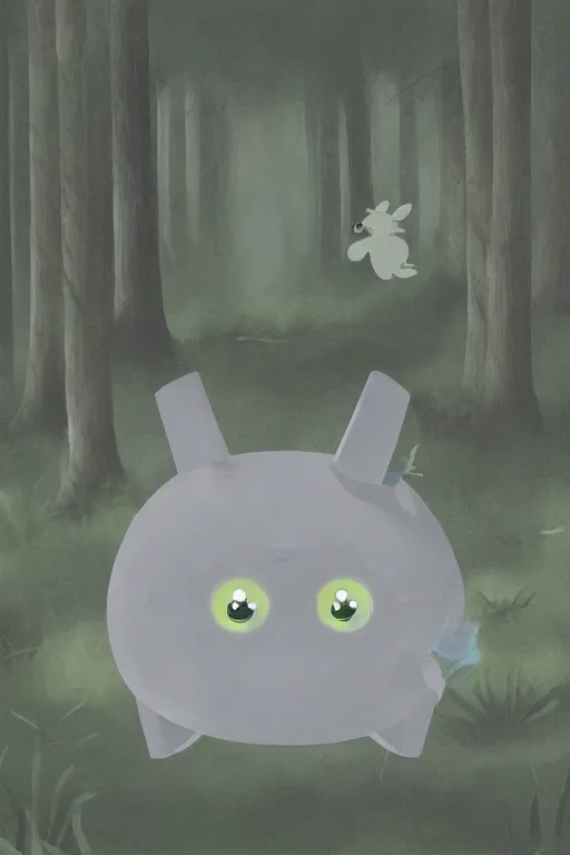 Image similar to A cute little monster in a misty forest art style by Mariko Mori, 4k, 8k