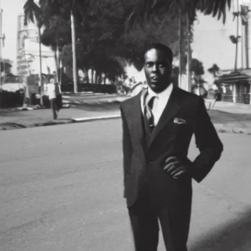 Image similar to vintage photo of a black man wearing a black suit in rio de janeiro