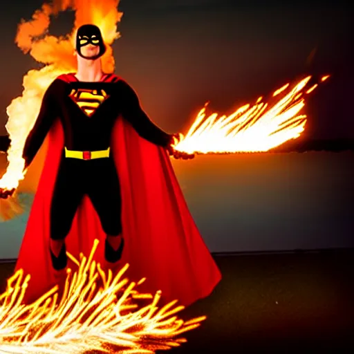 Prompt: photo of a superhero with fire powers