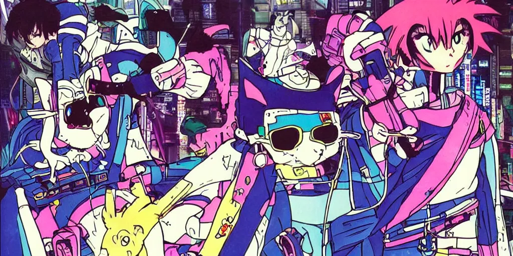 Prompt: cyberpunk cat, 9 0 s japan anime style