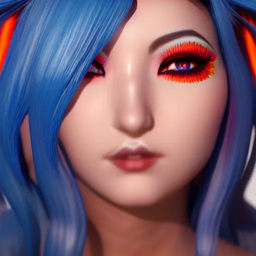 Prompt: Portrait of Ahri, face close-up, high detail, 3D render