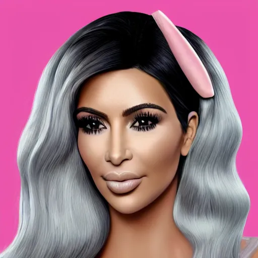 Prompt: imaginative render of Kim kardashian with a pig nose and pink skin