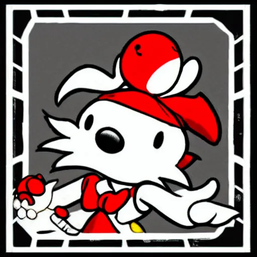 Image similar to A Moogle in the style of Cuphead, vintage cartoon coloring