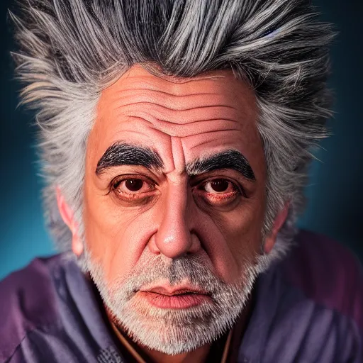 Image similar to rick sanchez closeup photograph dslr photorealistic, studio lighting, ektachrome, detailed, intricate, face details