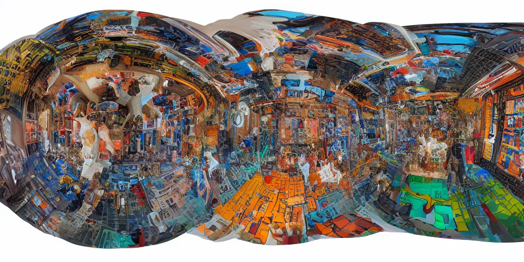 Image similar to colorful pattern of escher style 3 6 0 panorama with hieronymus bosch style bubble