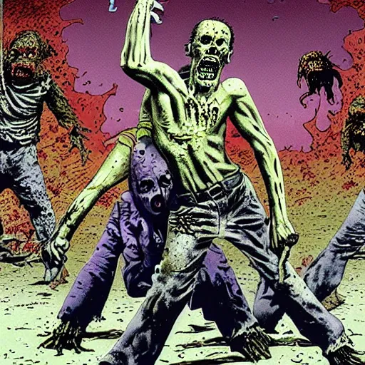 Image similar to zombie apocalypse by richard corben, detailed