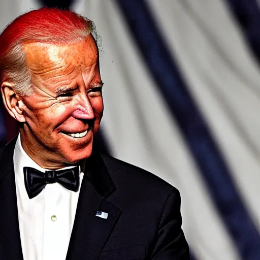 Prompt: joe biden with red mohawk hair