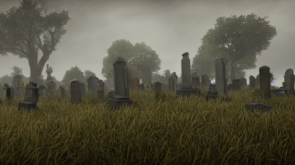 Prompt: grave diggers in graveyard on a stormy night, unreal engine,