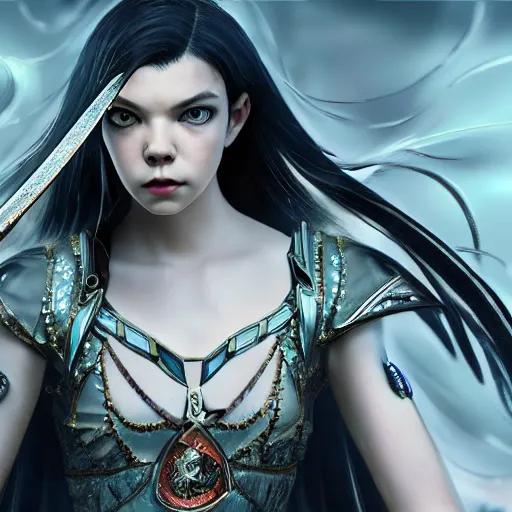 Image similar to Anya Taylor-Joy as Bayonetta 8k hyperdetailed photorealism HDR