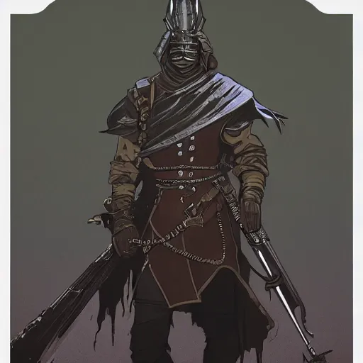 Image similar to an ultra detailed vector image of the hunter from bloodborne dressed as solaire of astora, concept art by alphonse mucha and greg rutkowski, scary shadows, blood moon eclipse, octane render, liminal space