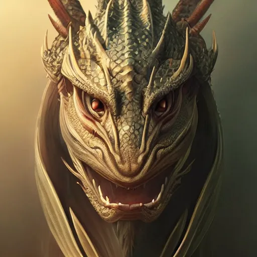 Image similar to Perfectly-Centered Portrait of a Dragon, super highly detailed, professional digital painting, artstation, concept art, smooth, sharp focus, no blur, no dof, extreme illustration, Unreal Engine 5, Photorealism, HD quality, 8k resolution, cinema 4d, 3D, beautiful, cinematic, art by artgerm and greg rutkowski and alphonse mucha and loish and WLOP