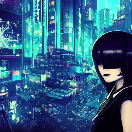 Image similar to Frequency indie album cover, luxury advertisement, indigo filter, blue and black colors. highly detailed post-cyberpunk sci-fi close-up schoolgirl in asian city in style of cytus and deemo, mysterious vibes, by Ilya Kuvshinov, by Greg Tocchini, nier:automata, set in half-life 2, beautiful with eerie vibes, very inspirational, very stylish, with gradients, surrealistic, dystopia, postapocalyptic vibes, depth of field, mist, rich cinematic atmosphere, perfect digital art, mystical journey in strange world, beautiful dramatic dark moody tones and studio lighting, shadows, bastion game, arthouse