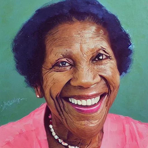 Image similar to A beautiful portrait of your mother smiling sweetly by Robert Johnson