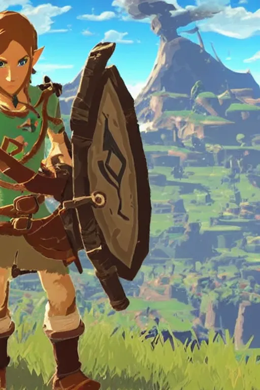 Image similar to in game footage of the oldest man ever from the legend of zelda breath of the wild, breath of the wild art style.