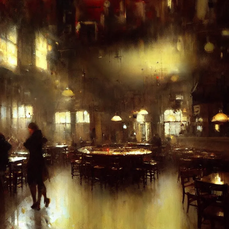 Image similar to interior of pizzeria by jeremy mann