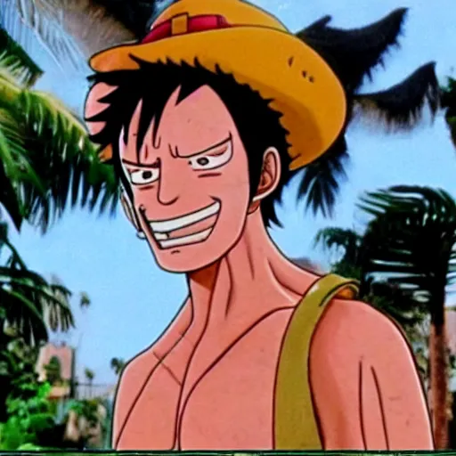Image similar to a film still of Franky from one piece in Ace Ventura: Pet Detective(1994)