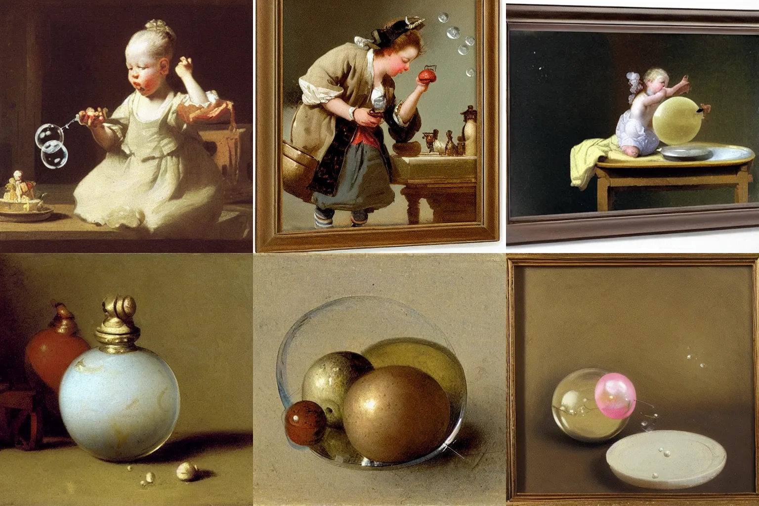 Prompt: soap bubbles by jean - baptiste - simeon chardin, rococo style, 1 7 3 3