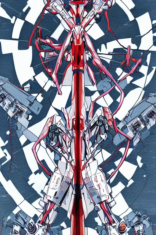 Prompt: a close up of a evangelion, drawn by robbie trevino and laurie greasle, perfectly symmetrical, poster, digital art, comic art, concept art