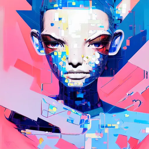 Prompt: palette knife glitch artwork of a cybernetic princess, sharp focus, by james jean, by rossdraws, frank franzzeta, sakimichan