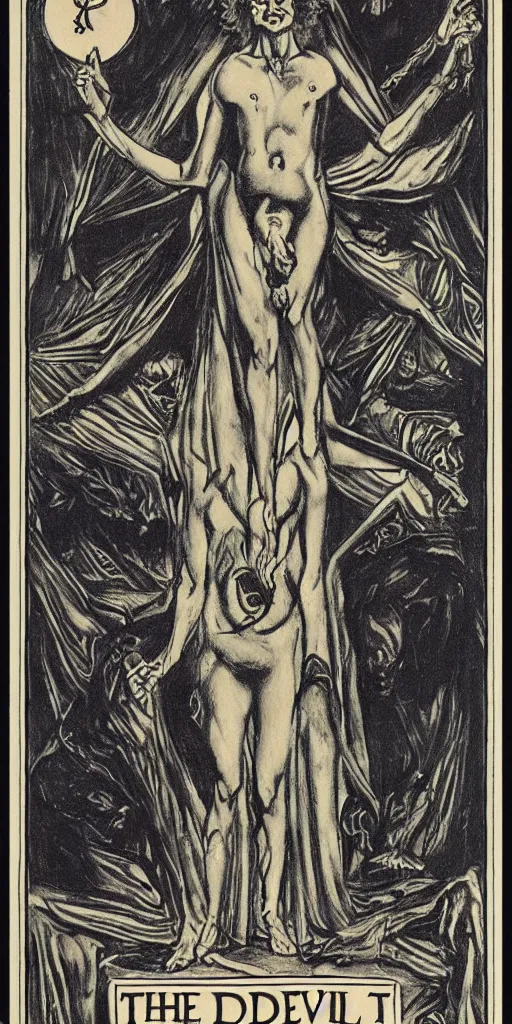 Image similar to the devil tarot card by austin osman spare