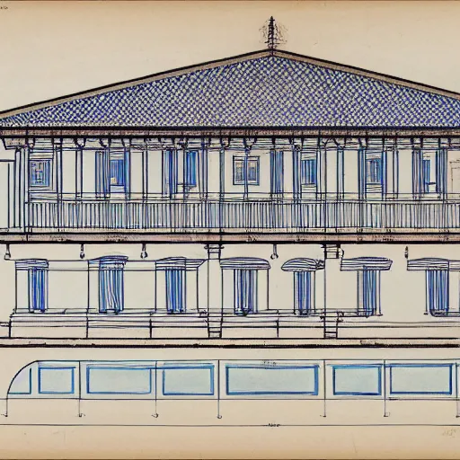 Prompt: architectural blueprints of an ancient roman domu, type 1, 2 k image file, draft paper with linework