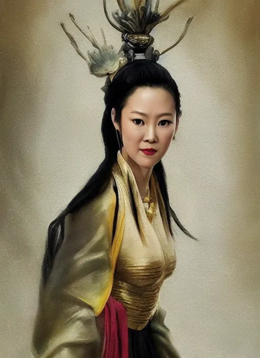 Prompt: exquisite oil painting of actress zhang ziyi as xiao mei from house of the flying daggers