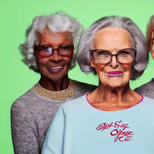 Image similar to old spice girls at age 9 0 years old, color ( sony a 7 r iv, symmetric balance, polarizing filter, photolab, lightroom, 4 k, dolby vision, photography award ), vogue, perfect face