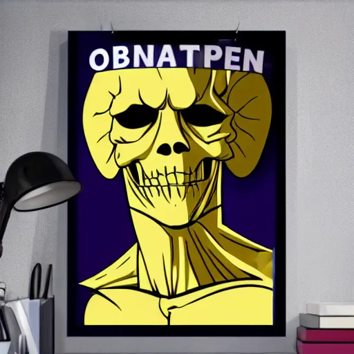 Image similar to Skeletor in the style of the Obama hope poster