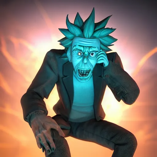 Prompt: full body pose, hyperrealistic photograph of a rick sanchez, dim volumetric lighting, 8 k, octane beautifully detailed render, extremely hyper detailed, intricate, epic composition, cinematic lighting, masterpiece, trending on artstation, very very detailed, stunning, hdr, smooth, sharp focus, high resolution, award, winning photo, dslr, 5 0 mm