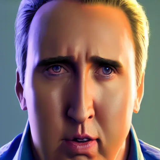 Prompt: fantasy comic book style portrait painting of Nick Cage with blonde hair dancing, unreal 5, DAZ, hyperrealistic, octane render, cosplay, RPG portrait, dynamic lighting