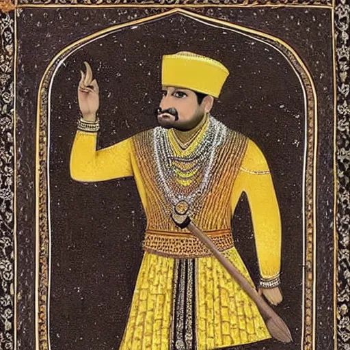 Prompt: mughal emperor akbar in real life, photograph, colorized