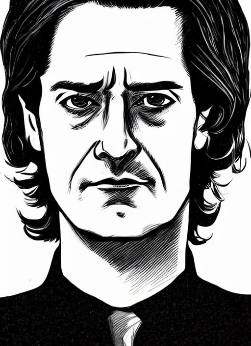 Prompt: portrait of kyle maclachlan as dale cooper by becky cloonan