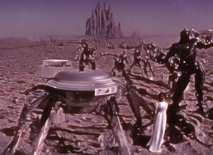 Image similar to scene from a 1960 science fiction film