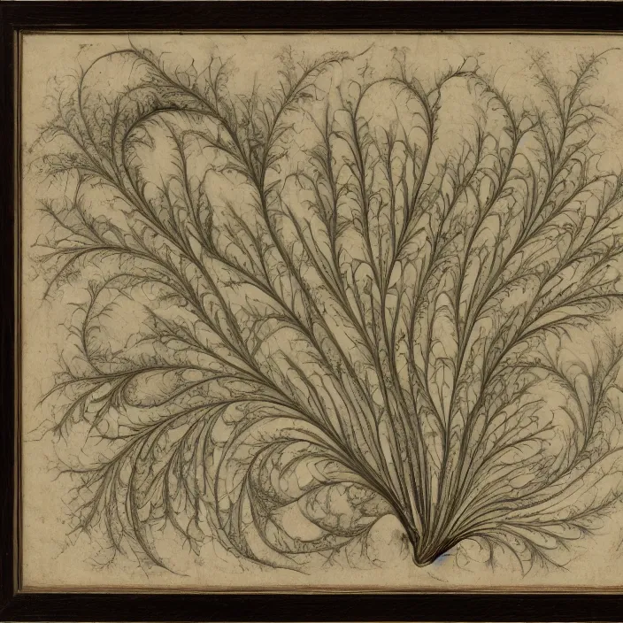 Prompt: botanical illustration (1667), fractal flame